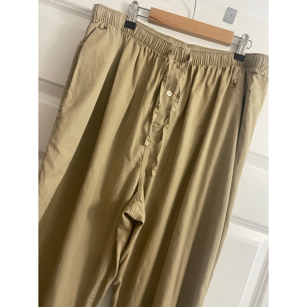 Polo Ralph Lauren Mens Sleepwear Pajama Pants Khaki Tan Cotton Pony Logo Medium